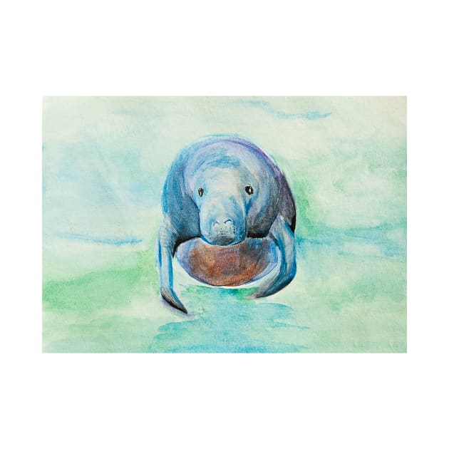 Underwater Manatee Watercolor by Compassandbliss