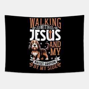 Jesus and dog - Grand Basset Griffon Vendéen Tapestry