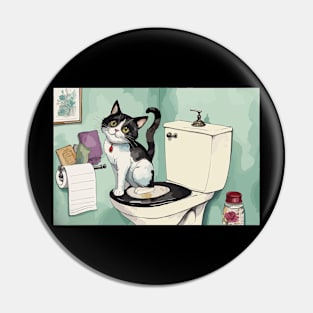 Pooping Tuxedo Cat Pin