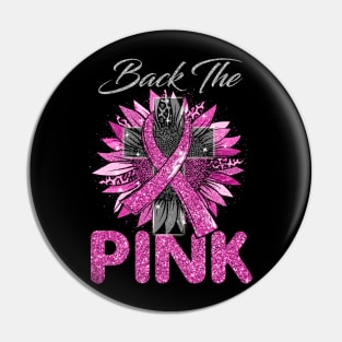 Back The Pink Breast Cancer Pink Ribbon Sunflower Pin