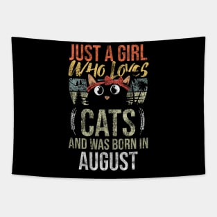 Just A Girl Who Loves Cats And Was Born In April Birthday Tapestry