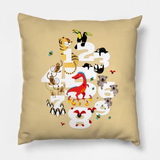 One, two, three animals for children Pillow