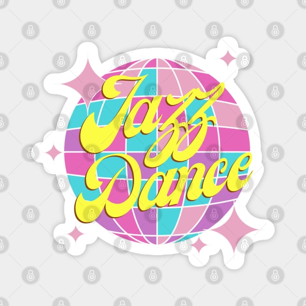 Jazz dance disco ball for kids and teens in colorful Comic Design Magnet by Bailamor