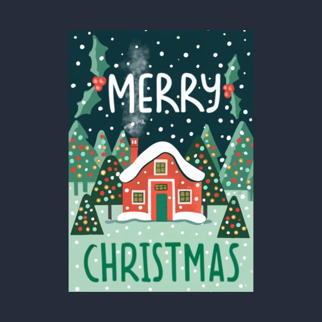 Merry Christmas Cabin Retro Vintage Winter Design by missdebi27