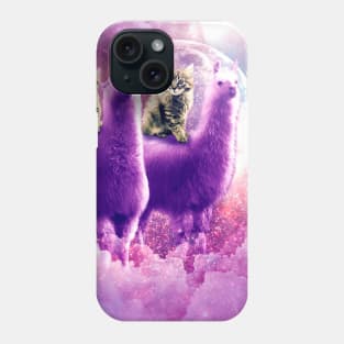 Outer Space Galaxy Kitty Cat Riding On Llama Phone Case