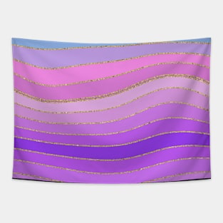 Gold Edged Multicolor Wavy Stripes Tapestry