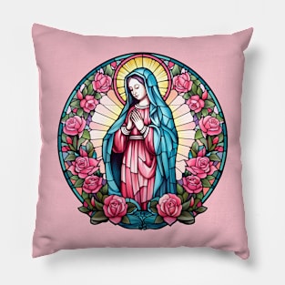 Virgin Mary Pink Pillow