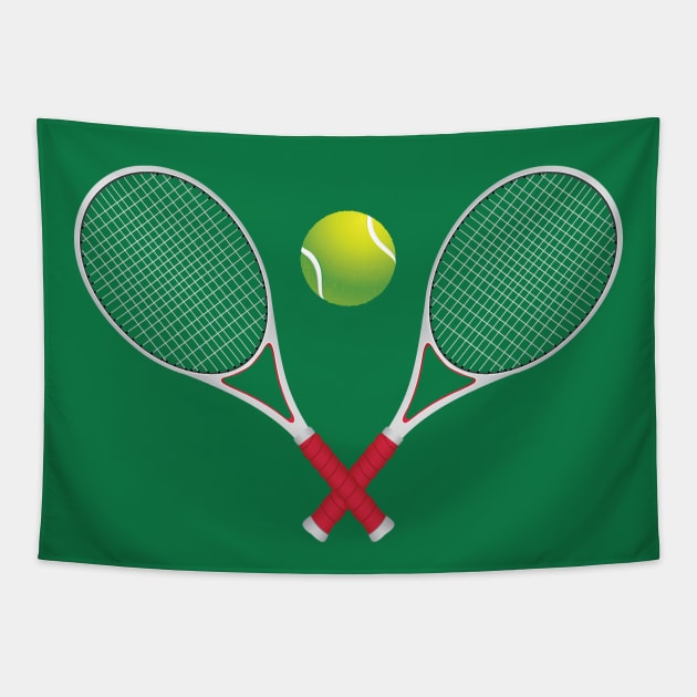 Tennis Ball and Rackets Tapestry by AnnArtshock