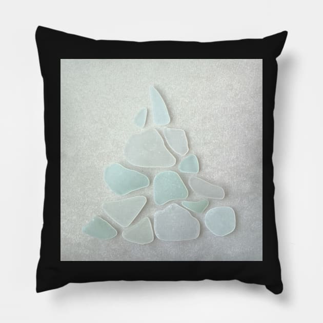 Sea Glass Sea Foam Christmas Tree Pillow by aldersmith