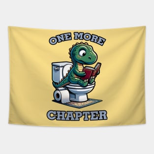 One More Chapter Dinosaur Reading in Toilet Book Lover Tapestry