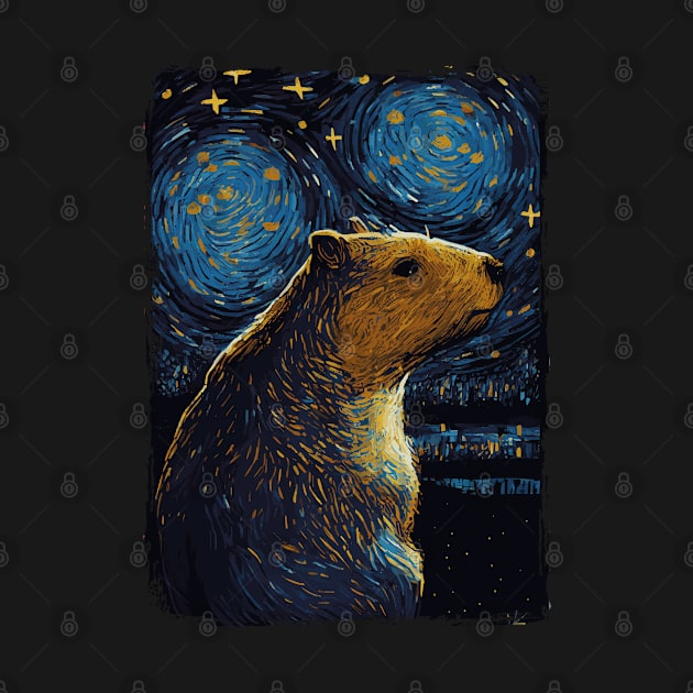 Capybara Starry Night by favoriteshirt