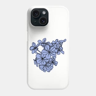 Line Drawing of Blue Flowers Phone Case
