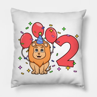 I am 2 with lion - kids birthday 2 years old Pillow