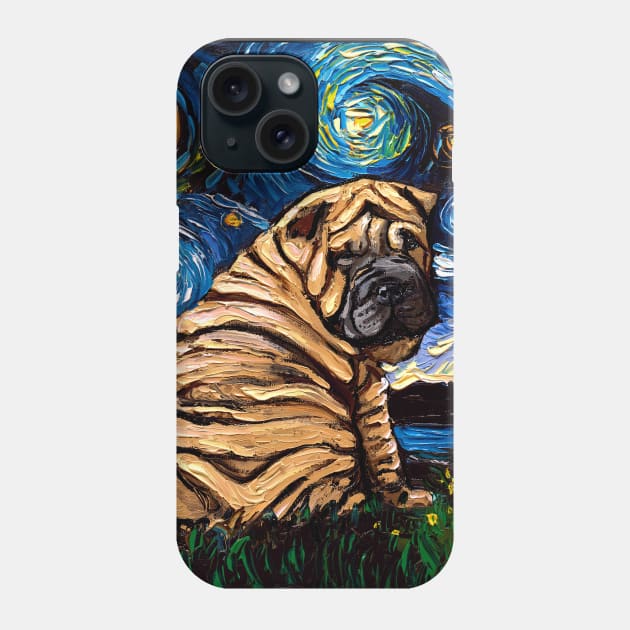 Shar Pei Night (Fawn) Phone Case by sagittariusgallery