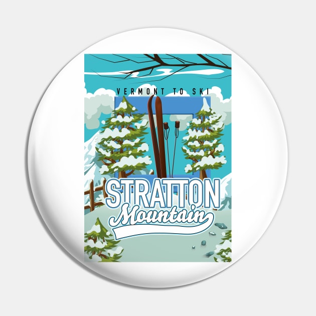 Stratton Mountain Ski poster Pin by nickemporium1