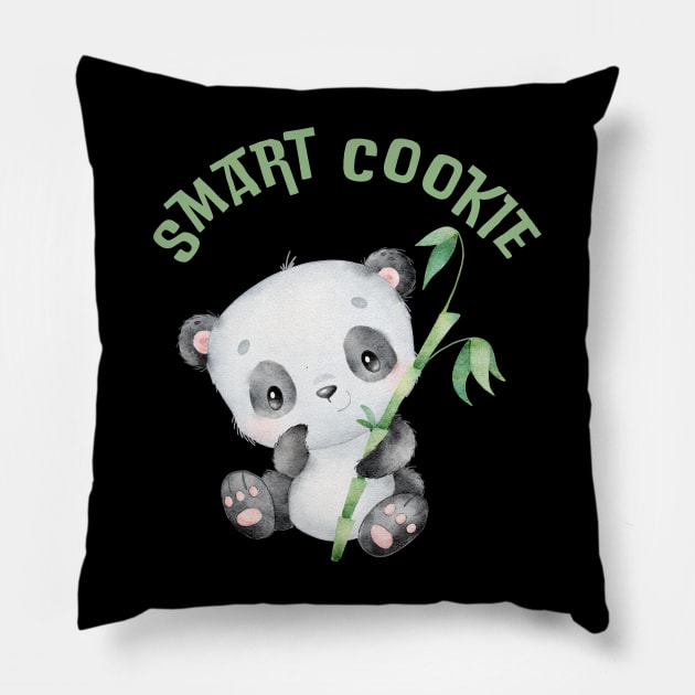 Smart Cookie I'm Cute and I know it Sweet little panda cute baby outfit Pillow by BoogieCreates