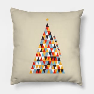 Colorful Christmas Tree Illustration Pillow