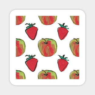 Apples and strawberries on white Magnet