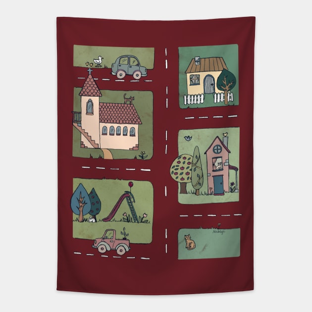 An Even Quieter Afternoon in Town Tapestry by micklyn