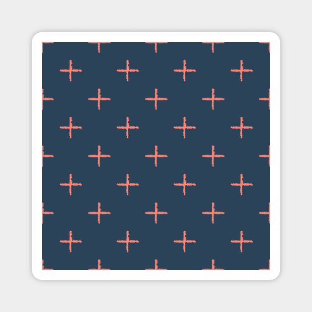 Tie dye plus sign pattern on navy background Magnet by Ieva Li ART