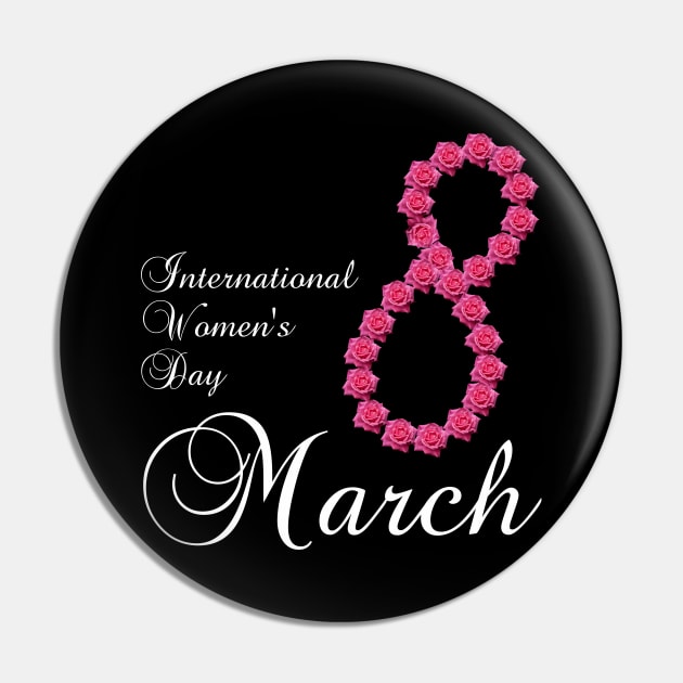 International Women's Day Pink Rose Flower 8 March 2023 Pin by Ai Wanderer