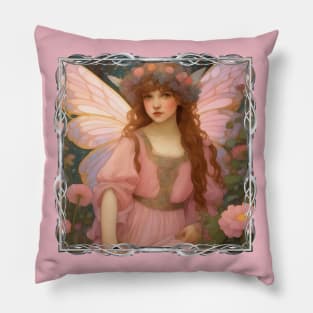 Enchanting Dreams: A Whimsical Pink Fairy Portrait Painting Pillow