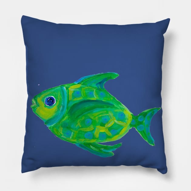 flounder fish painting Pillow by AudreyJane