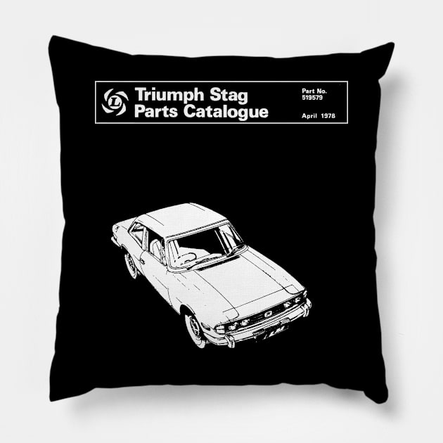 TRIUMPH STAG - catalogue cover Pillow by Throwback Motors