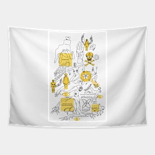 Doodle sheet yellow Tapestry