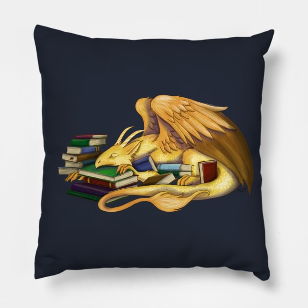 Sleepy Book Dragon Pillow by ruthimagination