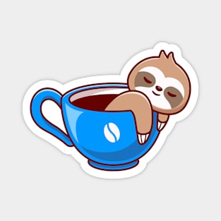 Cute sloth sleeping in coffee cup Magnet