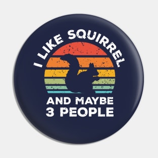 I Like Squirrel and Maybe 3 People, Retro Vintage Sunset with Style Old Grainy Grunge Texture Pin