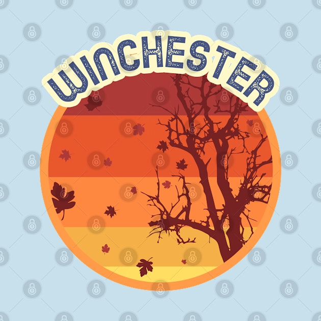 Winchester Leaves Falling Autumn and Fall Amber Autumn, Best gift for September October and November, leaf falling by AbsurdStore