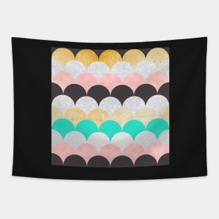 Gold, Pink and Marble Scales Pattern Tapestry