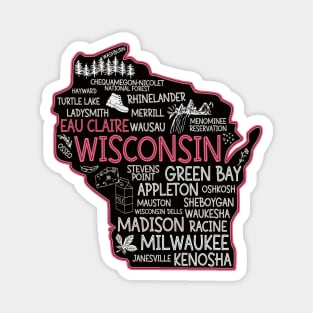 Eau Claire Wisconsin cute Milwaukee, Osseo, Green Bay, Kenosha, Racine, Appleton, Waukesha, Eau Claire, Oshkosh Magnet