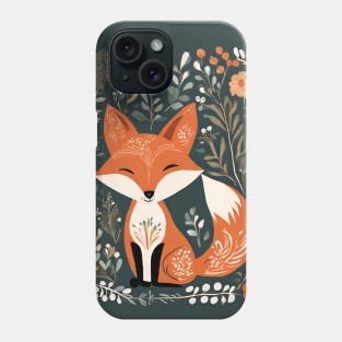 cute woodland animal  scandinavian folk art red fox Phone Case