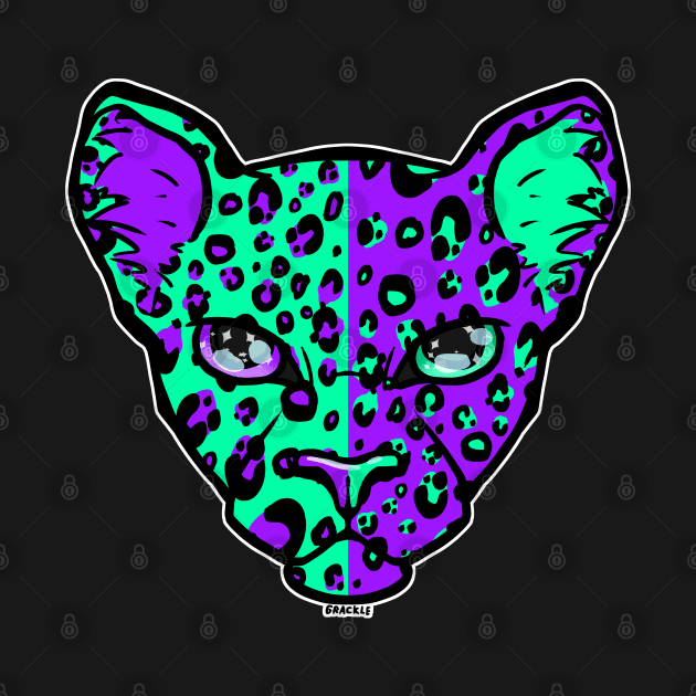 Purple and Teal Split Leopard by Jan Grackle