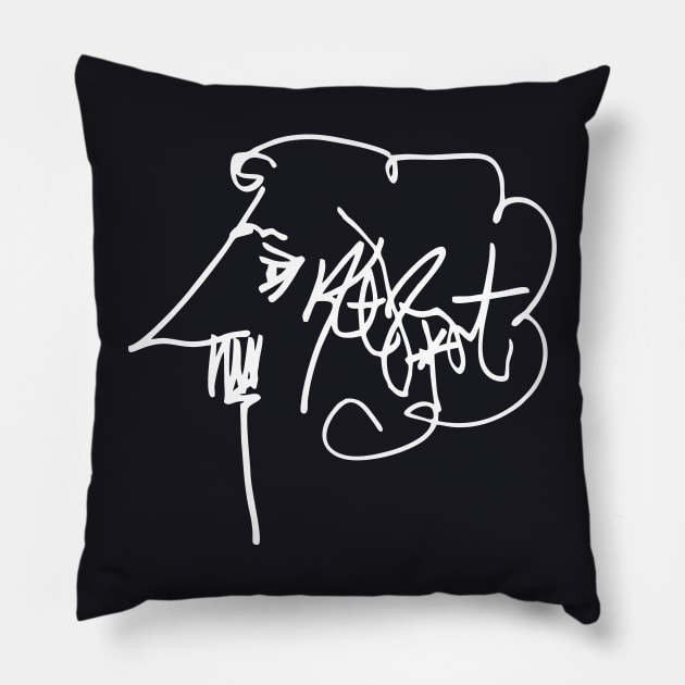 Kurt Vonnegut Self Portrait Pillow by Teen Chic