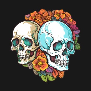 Skulls and flowers T-Shirt