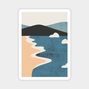 Minimalistic Art Of Beach And Mountains Magnet