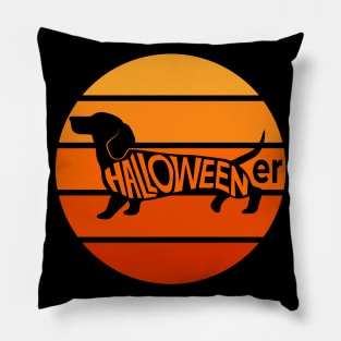 Dachshund Halloween Vintage Retro Sillhouette Pillow