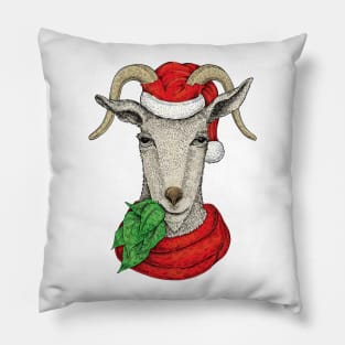 Winter holiday goat Pillow