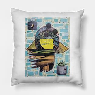 Free Your Mind Hamsa by Harriette Knight Pillow