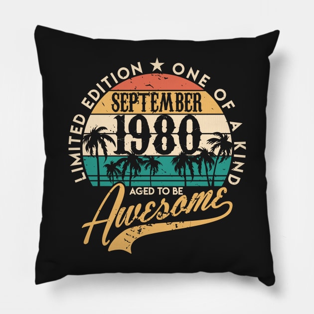 40th birthday gifts for men and women September 1980 gift 40 Pillow by Cheesybee