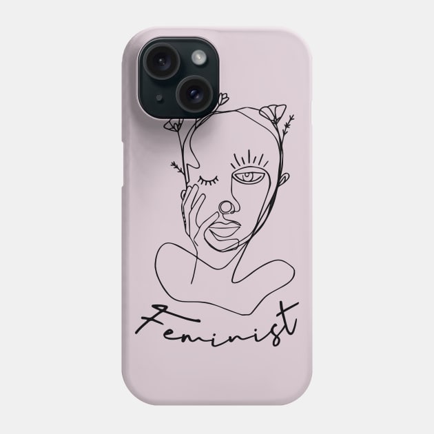 Feminist Flower Line Art Phone Case by HeyListen