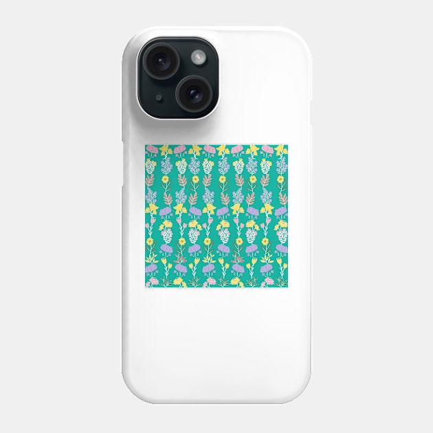 Colorful Flowers Stream In Garden Green Phone Case by AishwaryaMathur