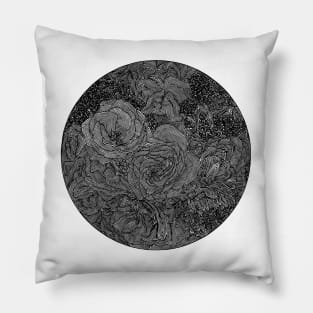 Circle Floral Line Drawing Pillow