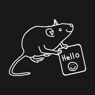 White Line Mouse Rat says Hello T-Shirt