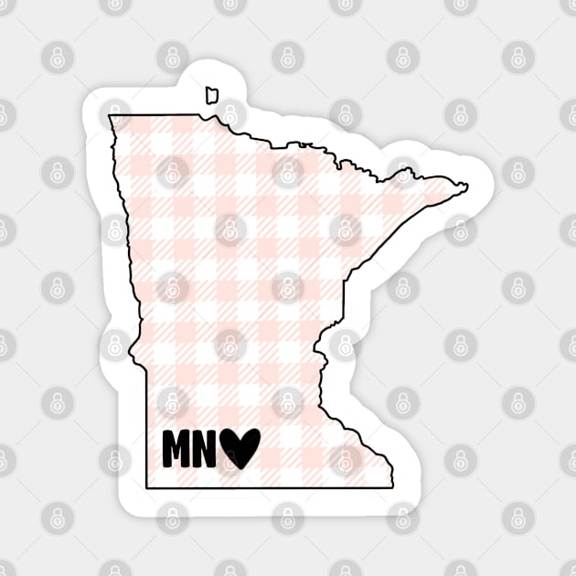 USA States: Minnesota (pink plaid) Magnet by LetsOverThinkIt