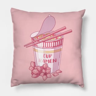 The Japanese noodles food and the sakura flowers Pillow